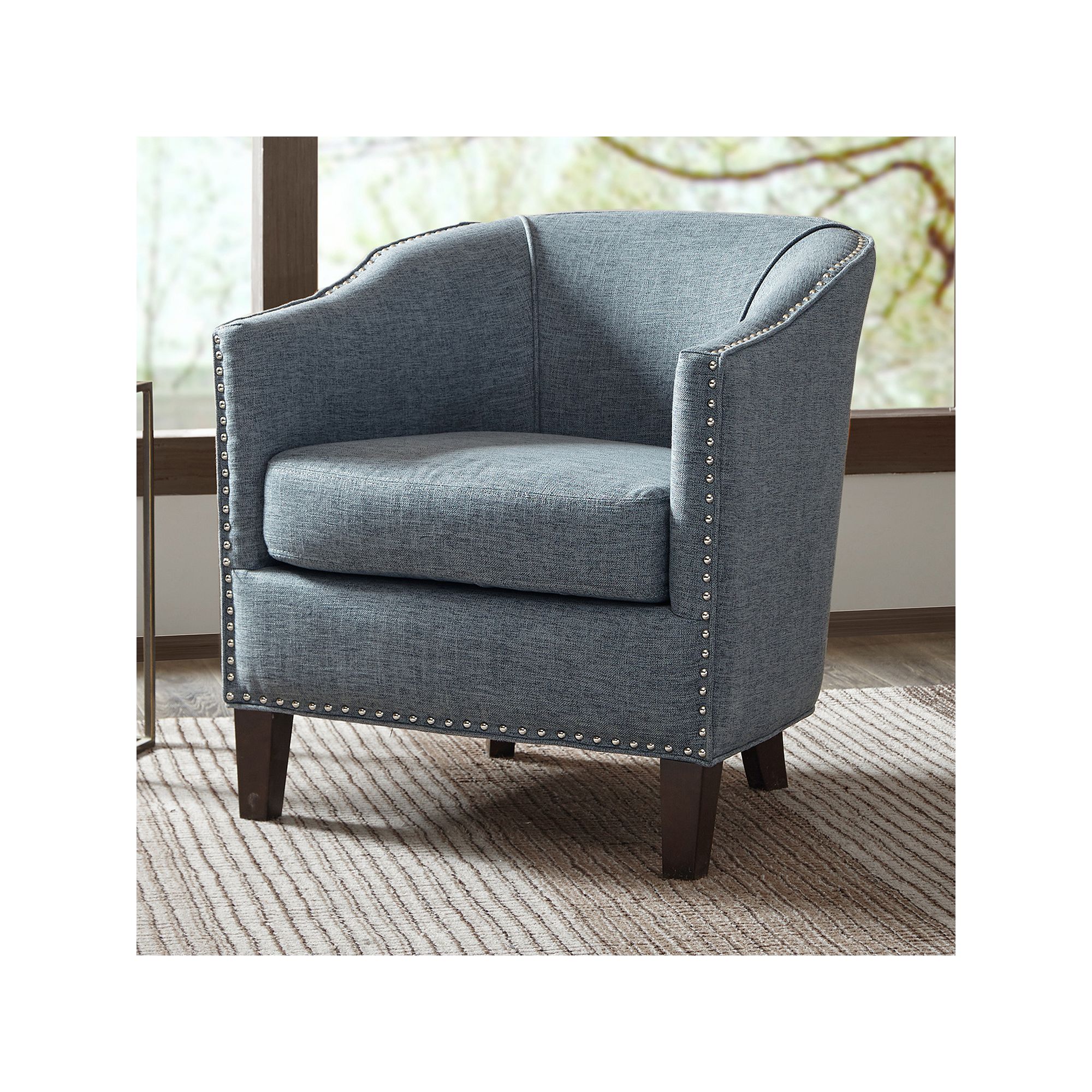 Madison Park Fremont Barrel Accent Chair, Grey Blue