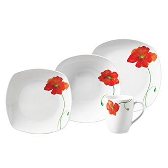 Gallery Poppy 16 pc Soft Square Dinnerware Set