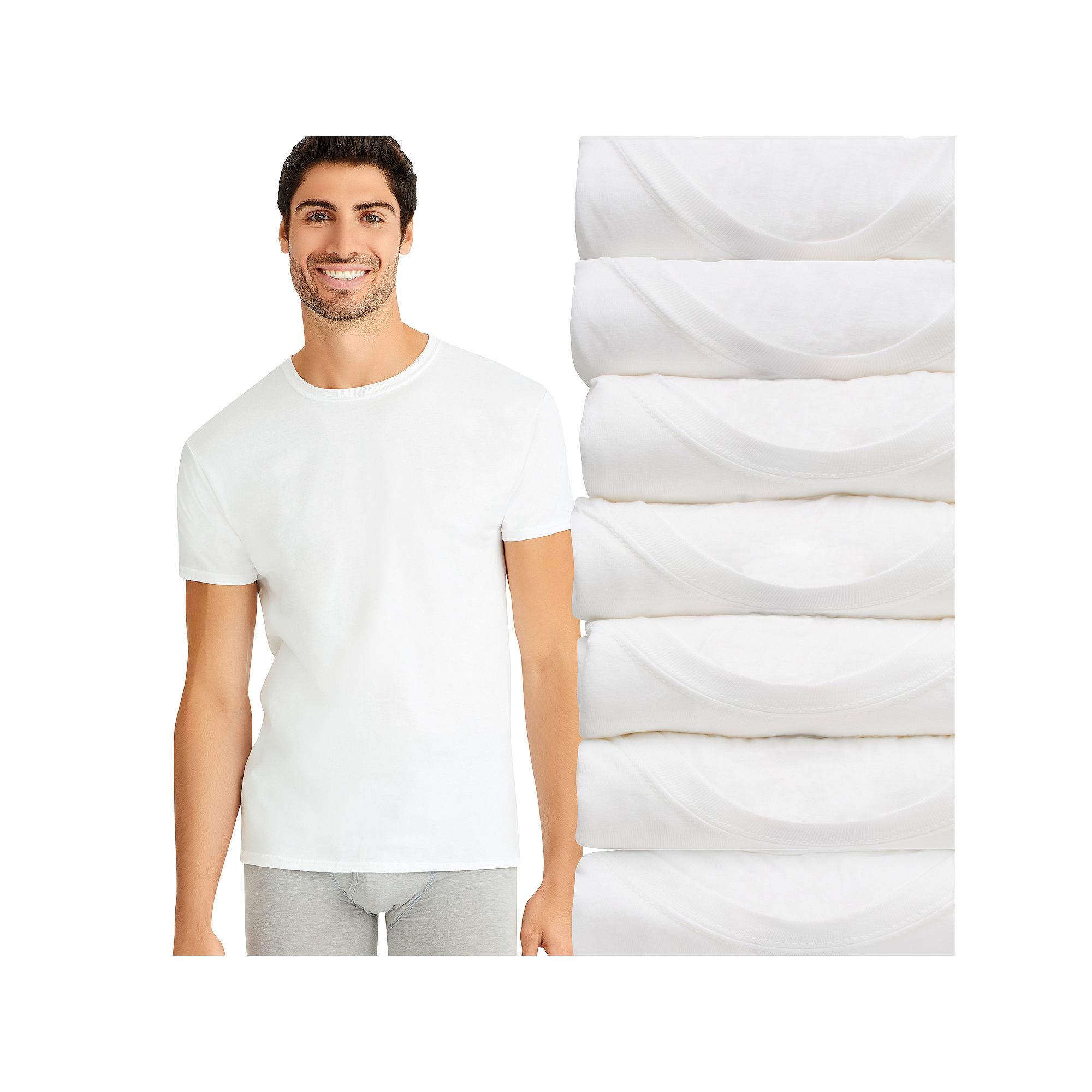 Hanes Ultimate 6+1 Bonus Pack Mens White Crewneck Undershirt, Size: Small