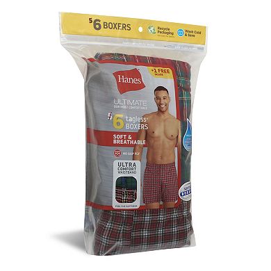 Men's Hanes Classics 5-pack + 1 Bonus Tagless Boxers