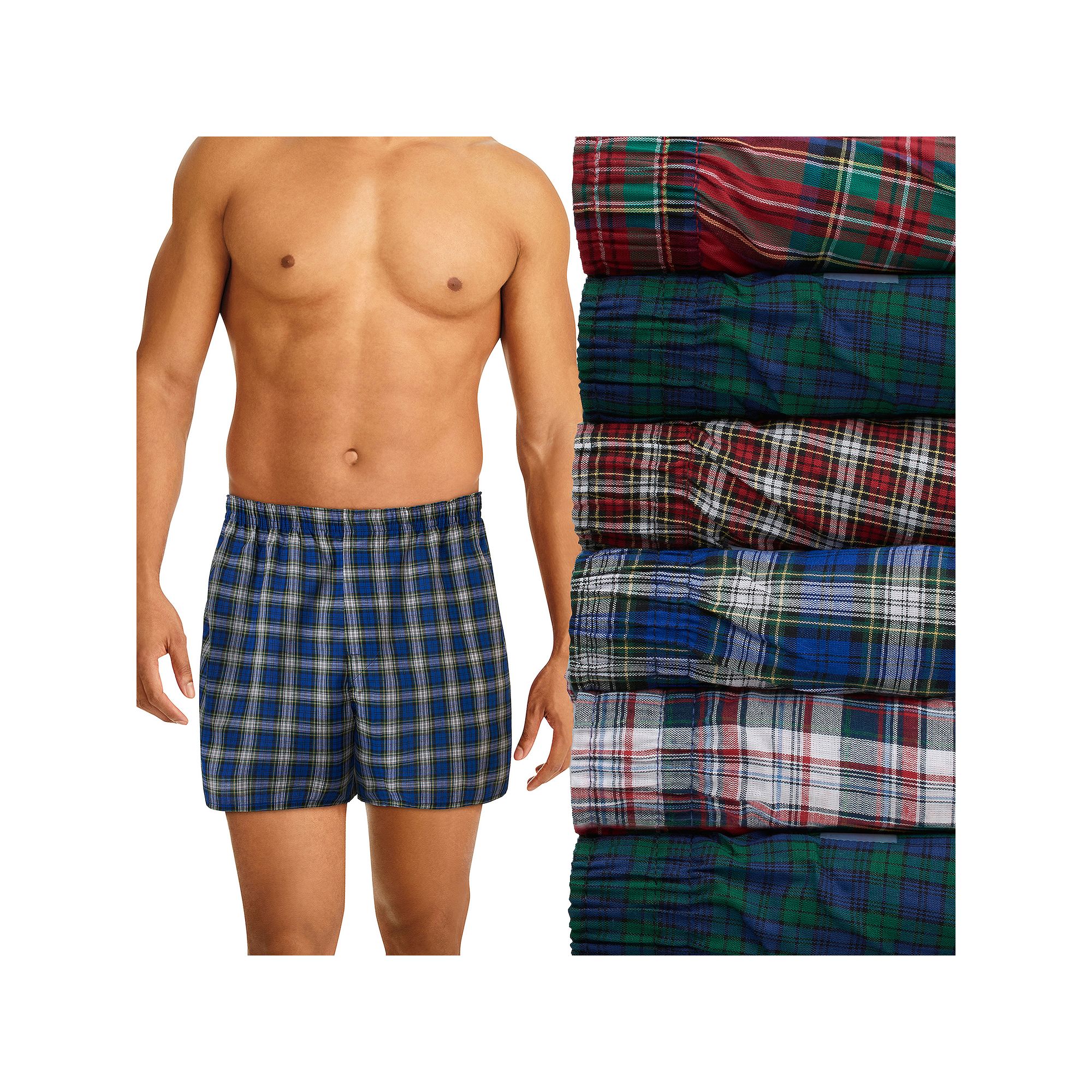 Hanes Ultimate 5+1 Bonus Pack Mens Woven Boxer Underwear, Size: Medium, Re