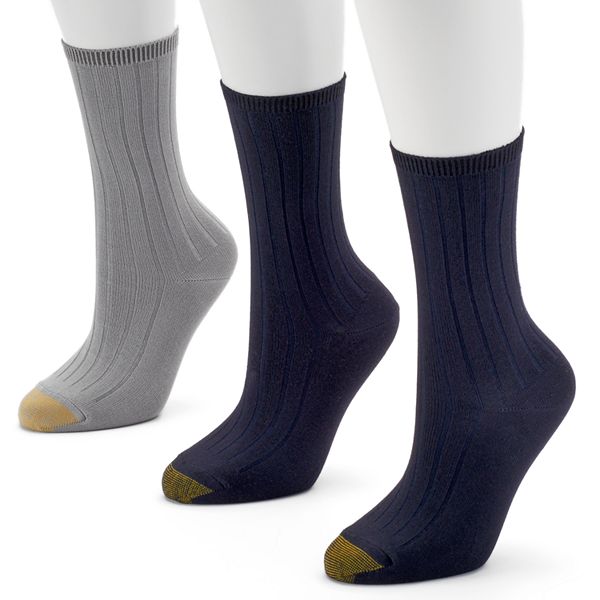 Women's Goldtoe 3-Pack Ultrasoft Verona Crew Socks, Size: 9-11, Midnight