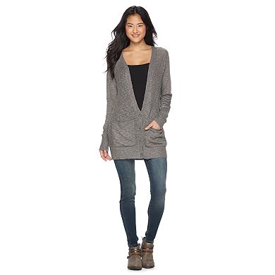Juniors' Mudd® Button-Down Boyfriend Cardigan