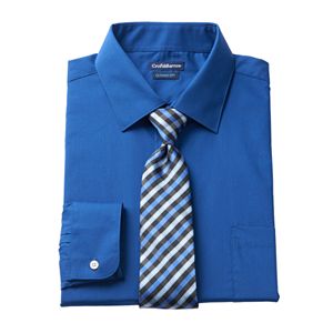 Men's Croft & Barrow庐 Classic-Fit Stretch-Collar Dress Shirt and Patterned Tie Boxed Set