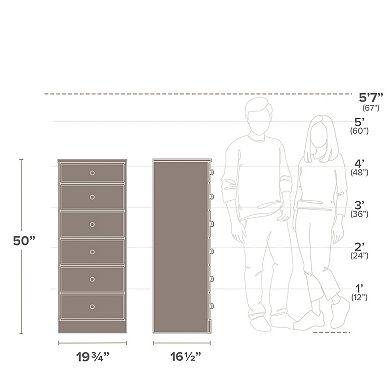 Prepac Astrid 6-Drawer Tall Dresser