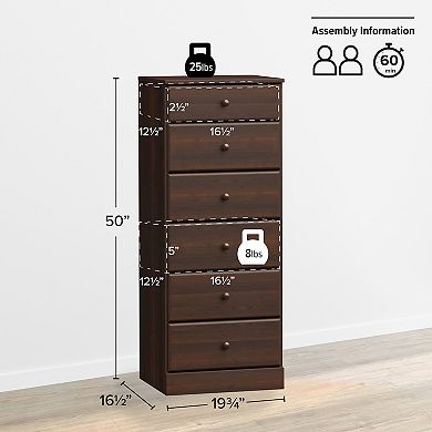 Prepac Astrid 6-Drawer Tall Dresser