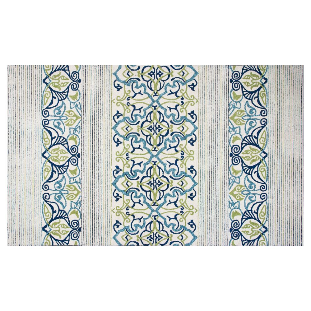 Kas Rugs Chevron Multi/Blue 6 ft. 9 in. x 9 ft. 6 in. All-Weather ...