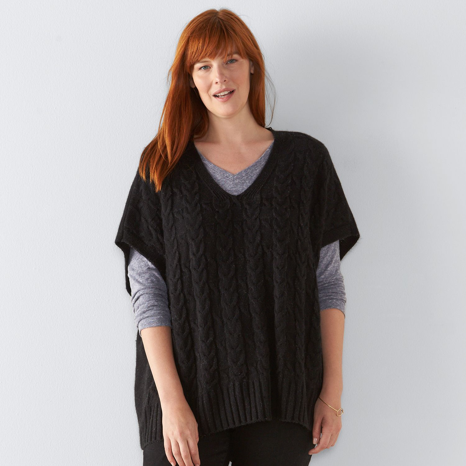 plus size poncho sweater