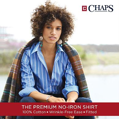 Petite Chaps No Iron Printed Sateen Shirt