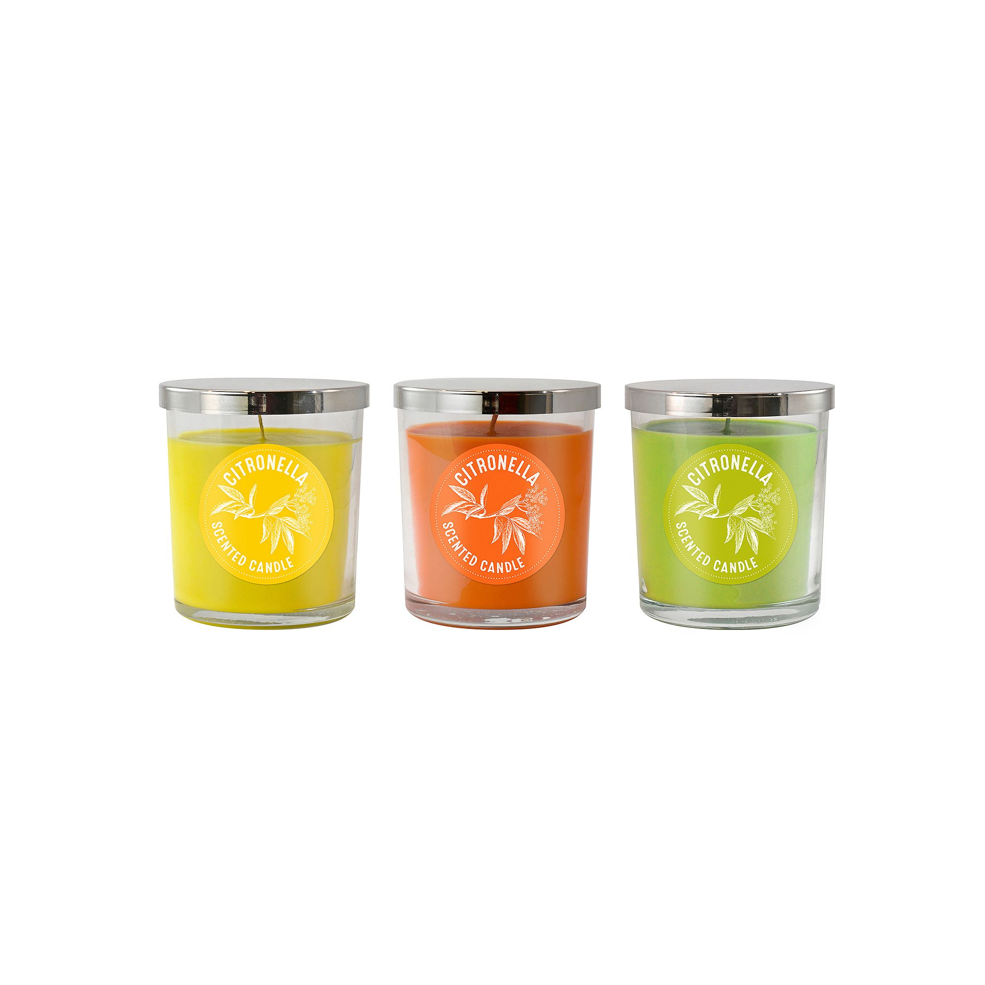 Citronella Scented Candle Collection (Set of 3), Multicolor