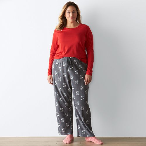 Plus Size SONOMA Goods for Life™ Pajamas: Knit & Microfleece PJ Set with Socks