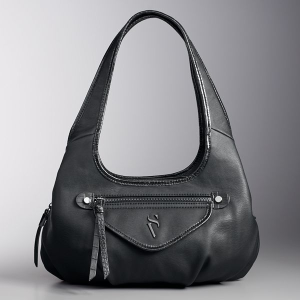 Simply Vera Vera Wang Black leather Shoulder Bag Purse