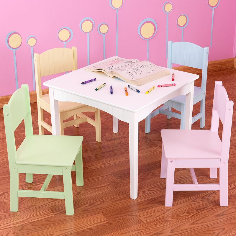 KidKraft Nantucket Children s Wooden Table & 4 Chair Set  Pastel Colors