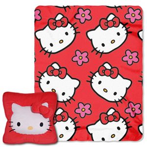 Hello Kitty Kitty Flowers 3D Pillow & Throw Set