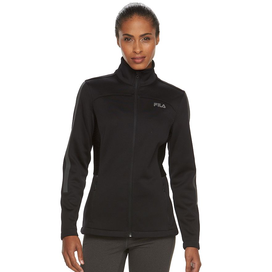 NWT Women's Size Medium FILA SPORT® Black Aeon Zip-Up Soft Shell Jacket $70