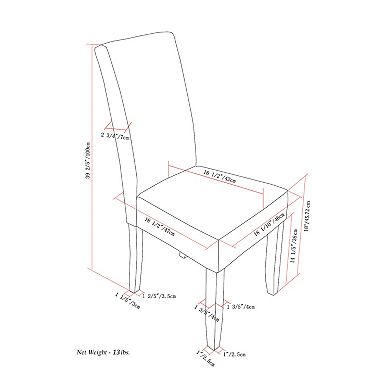 Simpli Home Acadian Parson Dining Chair 2-piece Set