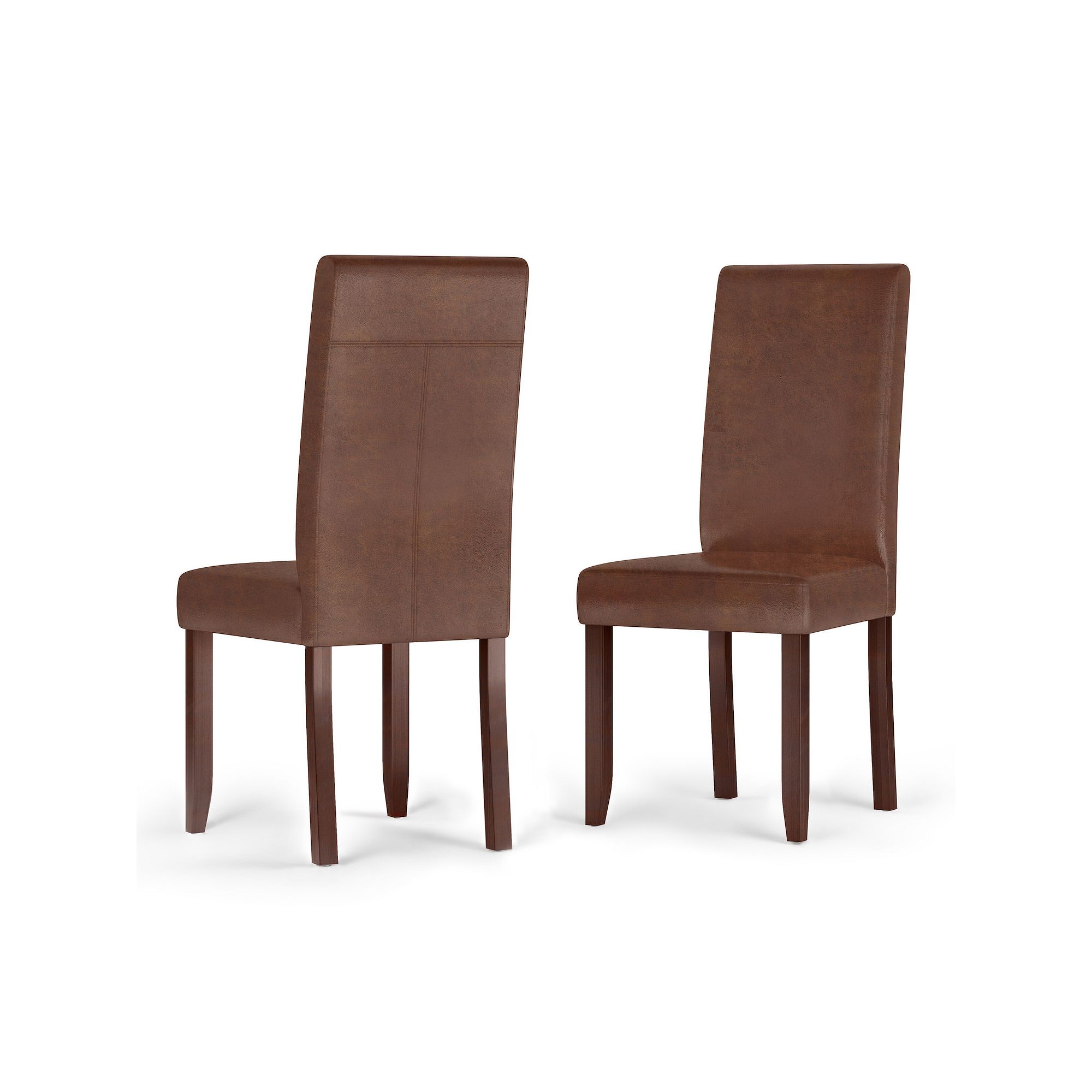 Simpli Home Acadian Parson Dining Chair 2-piece Set, Distressed Med Brown