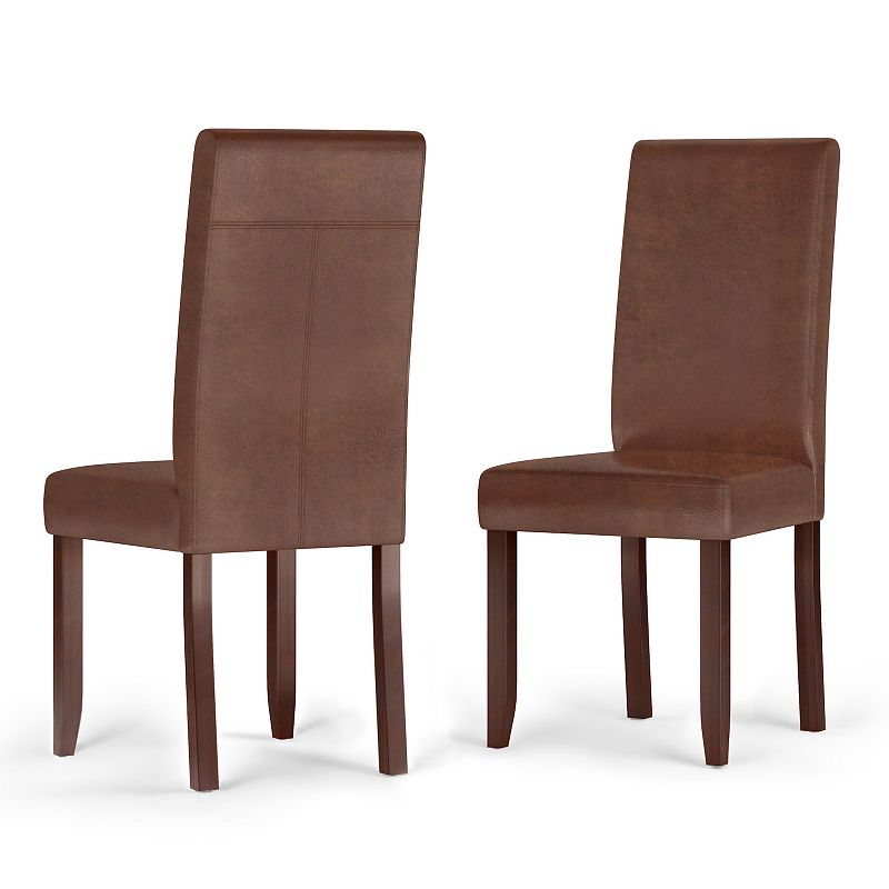 Simpli Home Acadian Parson Dining Chair 2-piece Set, Brown
