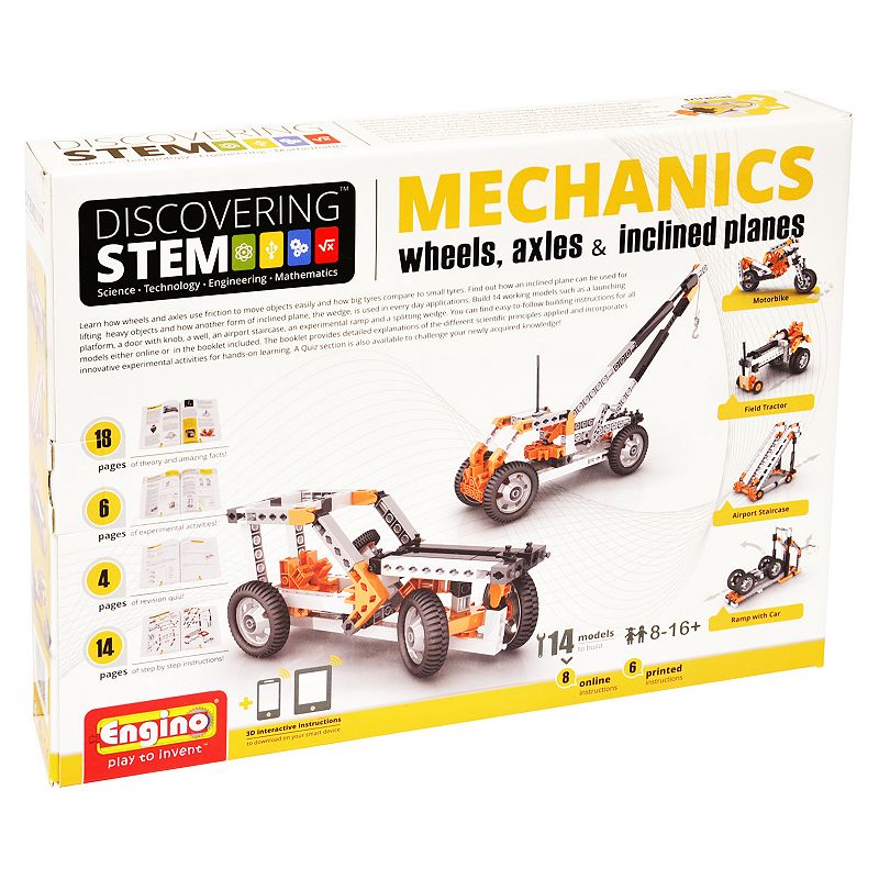 Engino STEM Mechanics Wheels, Axles, & Inclines Kit, Multicolor