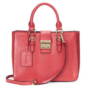 Donna Bella Elly Faux-Crocodile Convertible Leather Satchel