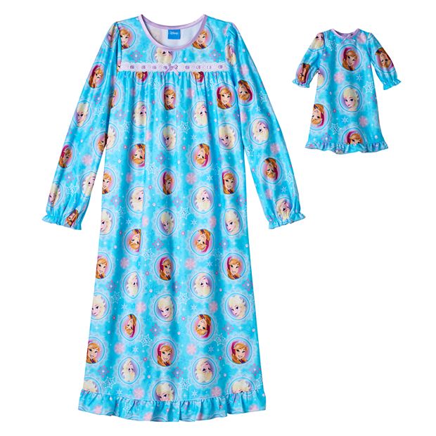 Disney s Frozen Anna Elsa Girls 4 10 Nightgown Doll Dress Set