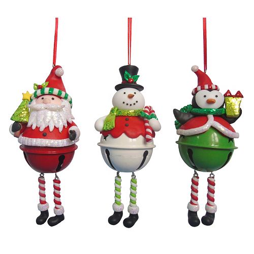 St. Nicholas Square® Kid Dangle-Leg Bell Christmas Ornament 3-piece Set