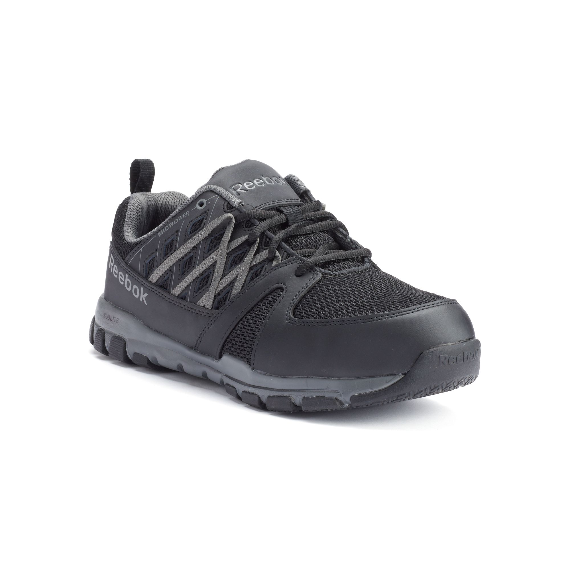 Reebok Work Sublite Work Mens Steel-Toe Shoes, Size: 4 Medium, Black Gray