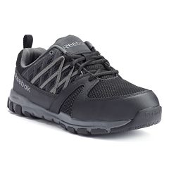 Black steel store toe tennis shoes