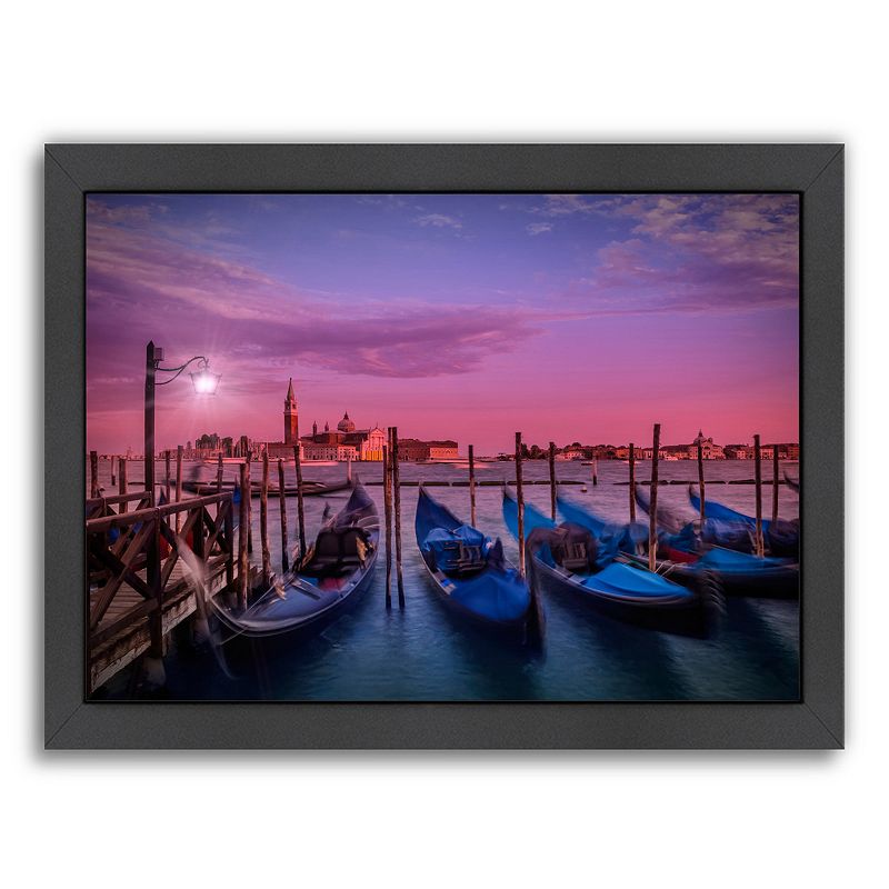 Americanflat Venice Gondolas At Sunset Framed Wall Art, Multicolor, Medium