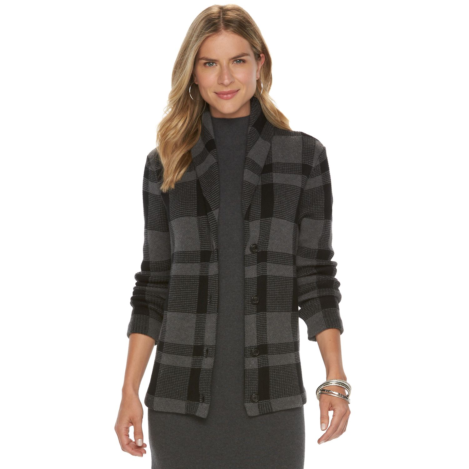 plaid shawl cardigan