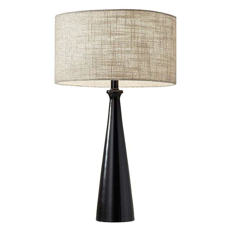 Linda Table Lamp Black - Adesso: ETL Listed, Polyester Shade, Metal Body, 3-Way Rotary Switch