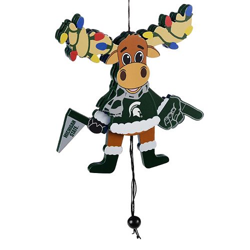 Forever Collectibles Michigan State Spartans Wooden Moose Christmas Ornament