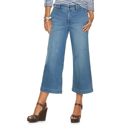 womens chaps wide leg crop jeans