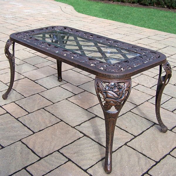 Tea Rose Cast Aluminum Outdoor Coffee Table