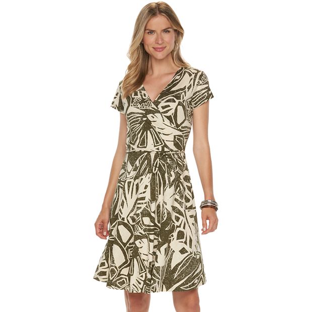 Women's Chaps Leaf Surplice Fit & Flare Dress