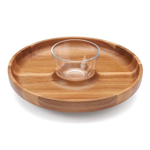 Food Network™ 2pc. Lazy Susan Acacia Wood Chip & Dip Tray Set