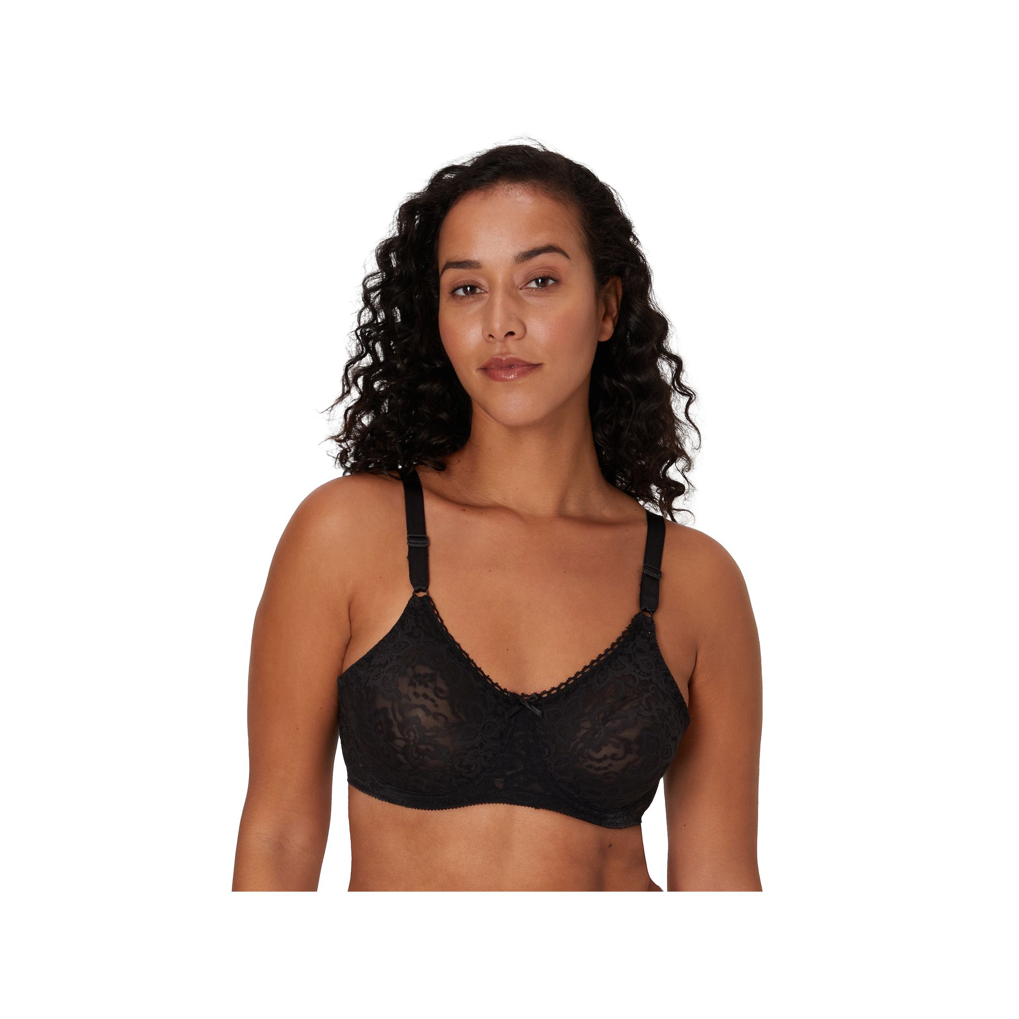 Bali Lace n Smooth Underwire Bra DF3432, Womens, Size: 36 C, Black