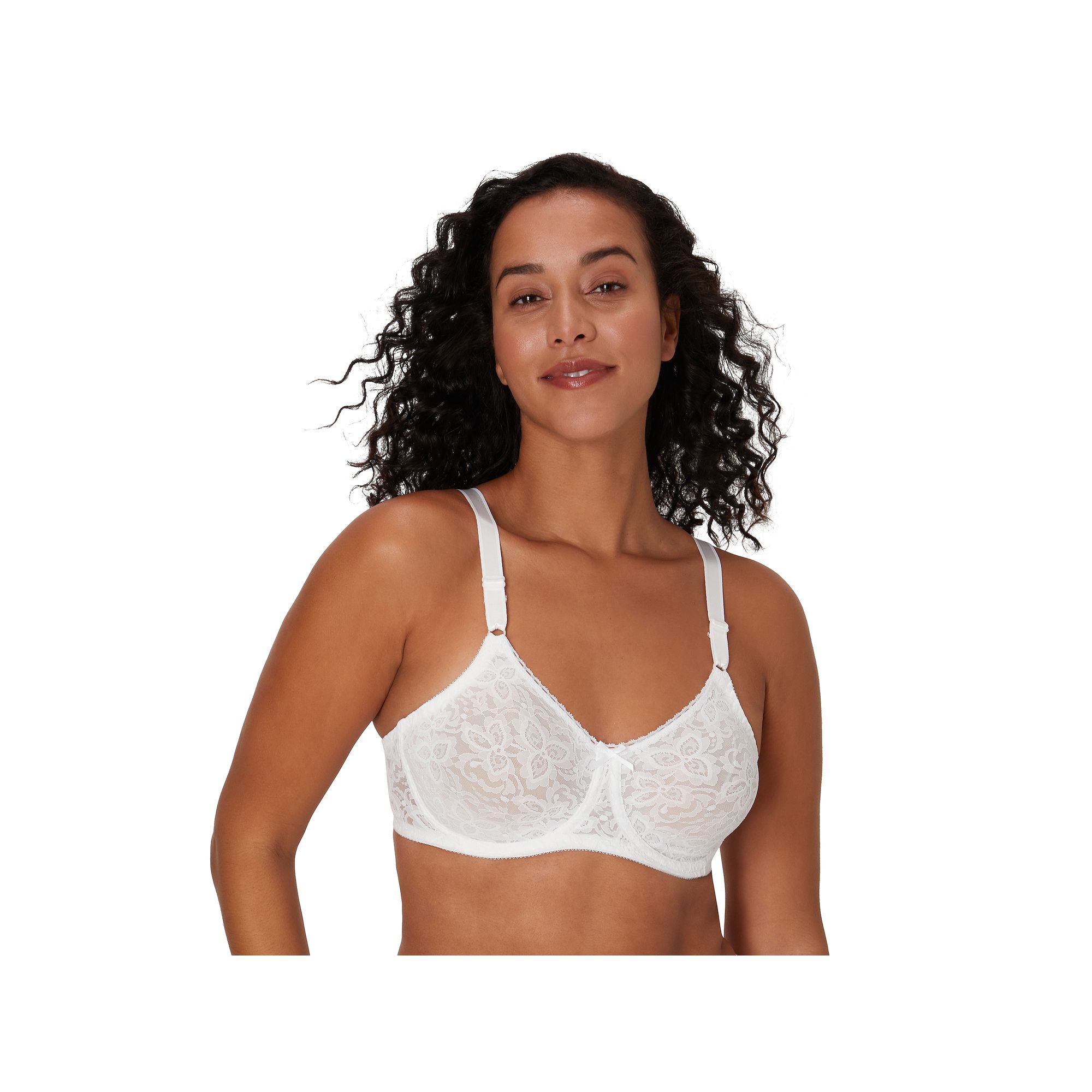 Bali Lace n Smooth Underwire Bra DF3432, Womens, Size: 36 D, White