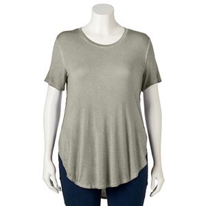 Juniors' Plus Size Mudd庐 Short Sleeve Shirttail Tee