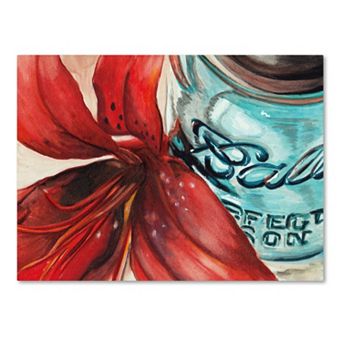 Trademark Fine Art Ball Jar Red Lily Canvas Wall Art