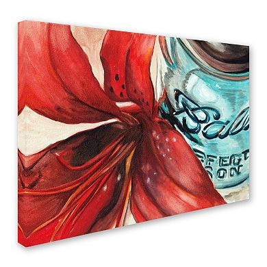 Trademark Fine Art Ball Jar Red Lily Canvas Wall Art