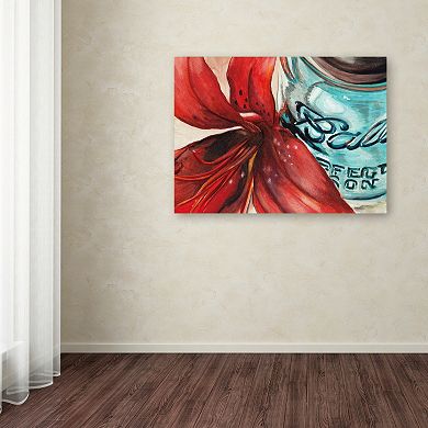 Trademark Fine Art Ball Jar Red Lily Canvas Wall Art