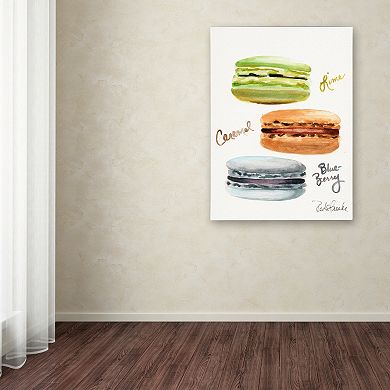 Trademark Fine Art 3 Macarons with Words Canvas Wall Art