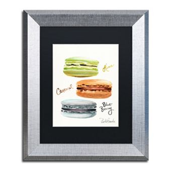 Trademark Fine Art 3 Macarons with Words Silver Finish Matted Framed Wall Art