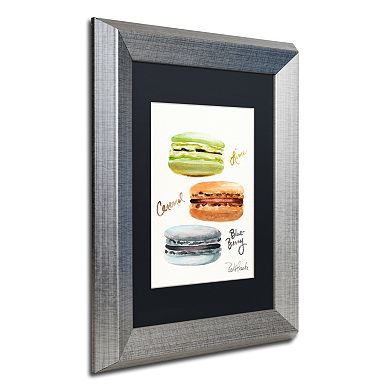 Trademark Fine Art 3 Macarons with Words Silver Finish Matted Framed Wall Art