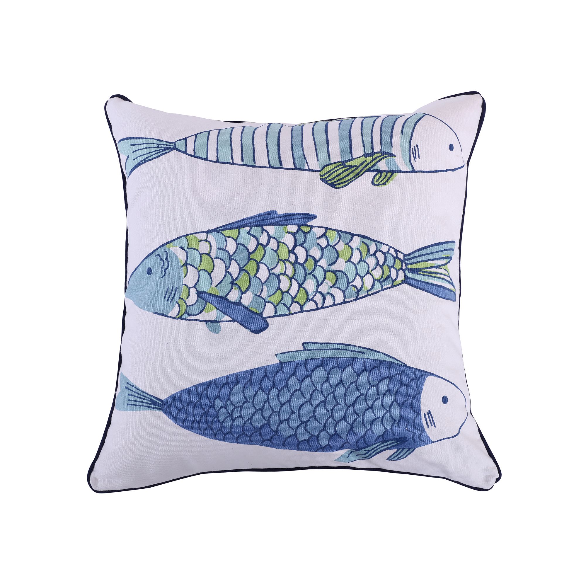 Catalina Fish Print Throw Pillow, Blue White