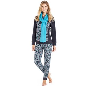 Women's Cuddl Duds Pajamas: Cozy Nights 3-Piece Pajama Set with Scarf