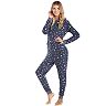 Women's Cuddl Duds Pajamas: Star Gazer 1-Piece Microfleece Pajamas