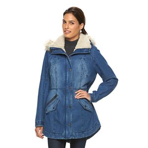 Women's Sebby Collection Hooded Anorak Denim Parka