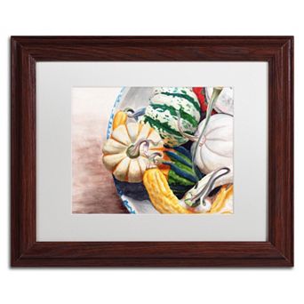 Trademark Fine Art Autumn Gourds Wood Finish Framed Wall Art